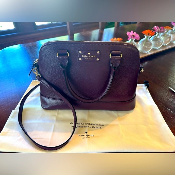 Kate Spade New York Wellesley Small Rachelle Satchel Deep Plum Color Crossbody - Picture 3 of 15